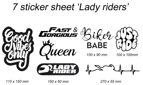 stickersheet lady riders, female bikers